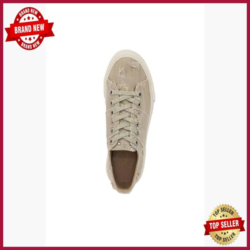 Women's Distressed Fabric Sneakers with Metallic Studs Platform Sole - Picture 6 of 7